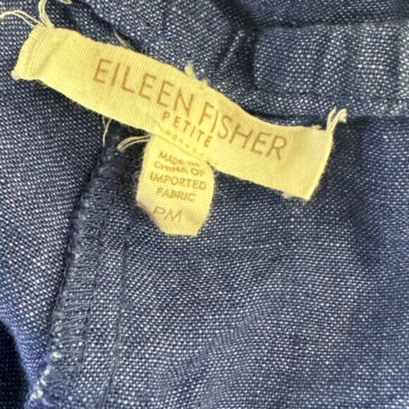 Eileen Fisher Linen Crop Side Zip Lantern Capri Pants Minimalist Wide Blue M P - Picture 9 of 14